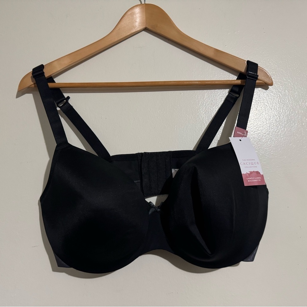 NWT Cacique lightly lined balconette black bra 38DDD